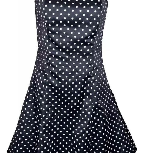 JESSICA McCLINTOCK GUNNE SAX Black & white polka dot strapless cocktail dress - Picture 2 of 9